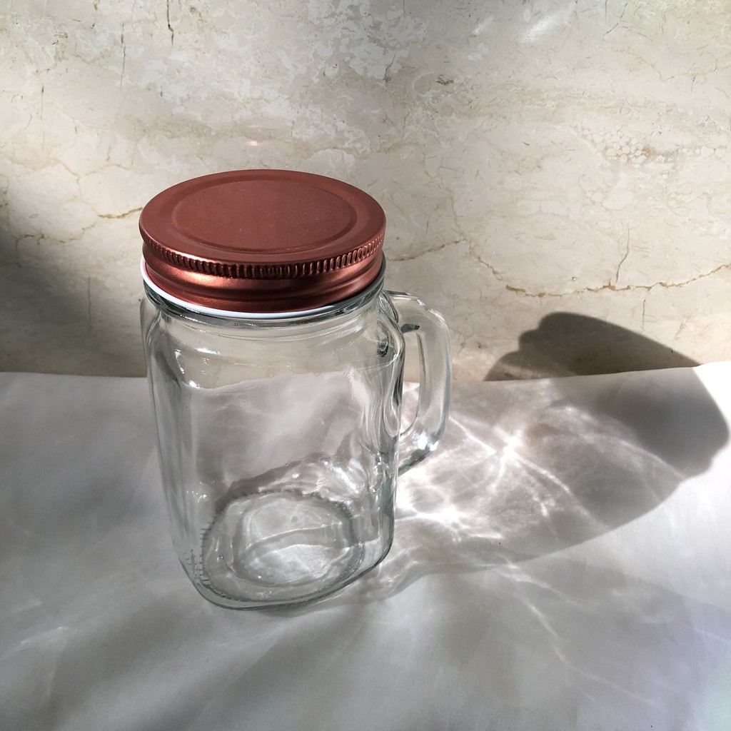 Jual Mason Jar Gelas Jar Air Kaca Tutup Stainless/ Seng 450ml