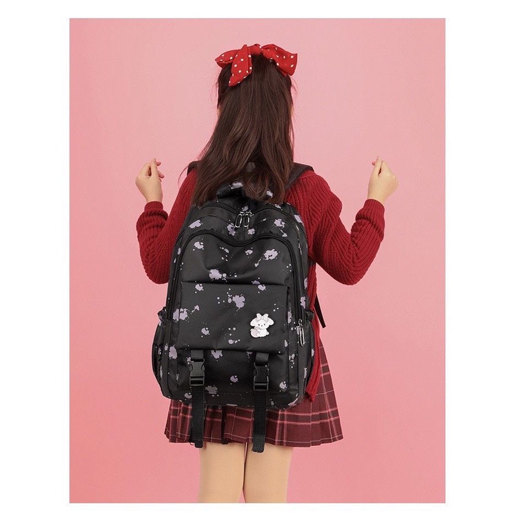 Tas Ransel Wanita Korea School MARA LILAC PIN Backpack Perempuan Stylish Kece Uwwu Kiyowok Maksimal