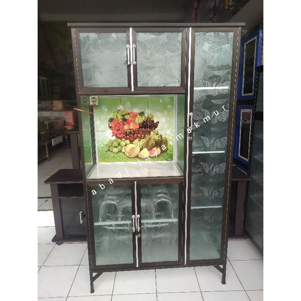 BOTOL MINUM || rak piring kaca keramik 3 pintu / tempat piring / rak dapur