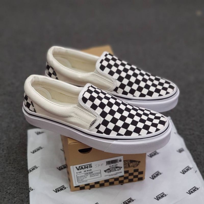 sepatu vans slip on checkerboard