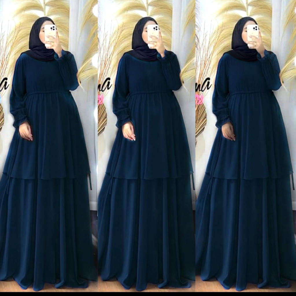 serena maxi gamis malasya ceruty bebydoll/gamis ceruty bebydoll susun/ gamis ceruty bebydoll terbaru