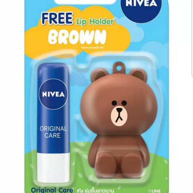 Nivea Lip Balm Care x Line Friends Free Lip Holder Brown