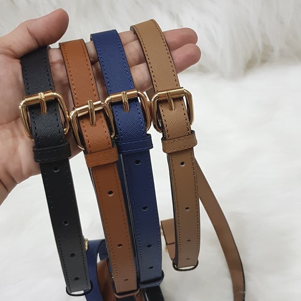 Abel 1.8cm Slim Adjustable saffiano leather bag strap