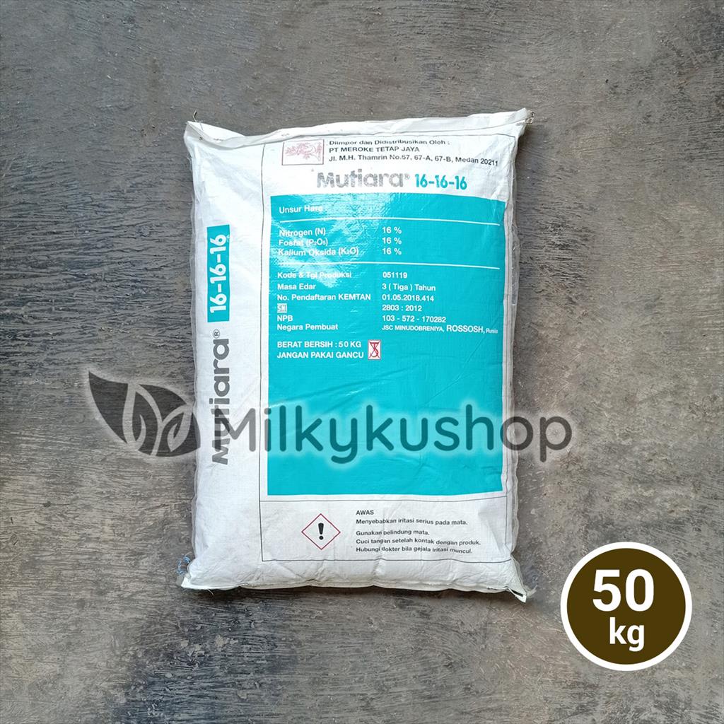 PUPUK NPK MUTIARA 16 16 16 MEROKE KEMASAN PABRIK 50 KG VIA GOSEND GRAB