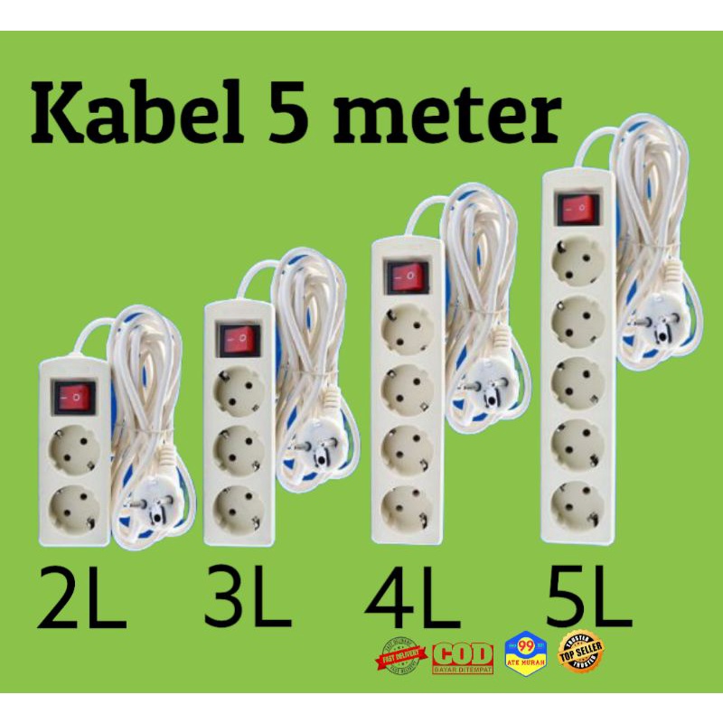 (5 Meter)Stop KONTAK KABEL/Colokan Listrik/Stop Kontak Arde/Multi