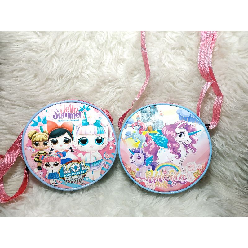 TK03 Tas Kulit/Kanvas Anak Bulat Besar Diameter 18cm