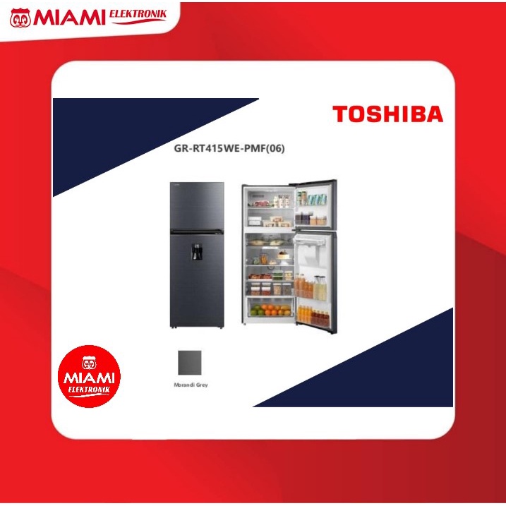 TOSHIBA Lemari Es 2 Pintu + Dispenser 312 Liter GR-RT415WE-PMF / Kulkas 2 Pintu 95 Watt GRRT415WEPMF / GRRT415WE / GRRT415