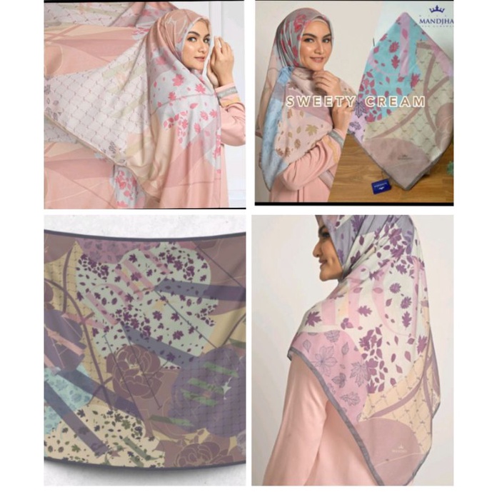 Mandjha Ivan Gunawan Scarf Motif Sweety Cream Pink keunguan & Purple Hijau Total 2 Motif Warna