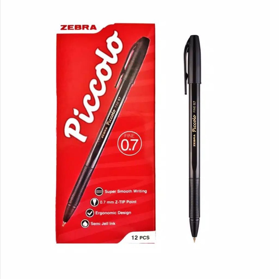 

Pulpen Zebra Piccolo 0.7mm Hitam Lusinan isi 12