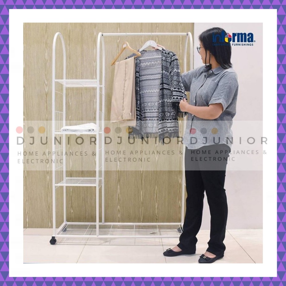 INFORMA - GANTUNGAN RAK BAJU PAKAIAN SEPATU DENGAN RODA / CLOTHES RAIL