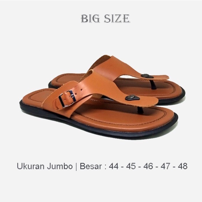 sandal kulit pria ukuran besar jumbo big size 44 45 46 47 48 sendal jepit cowo bapak2 casual formal