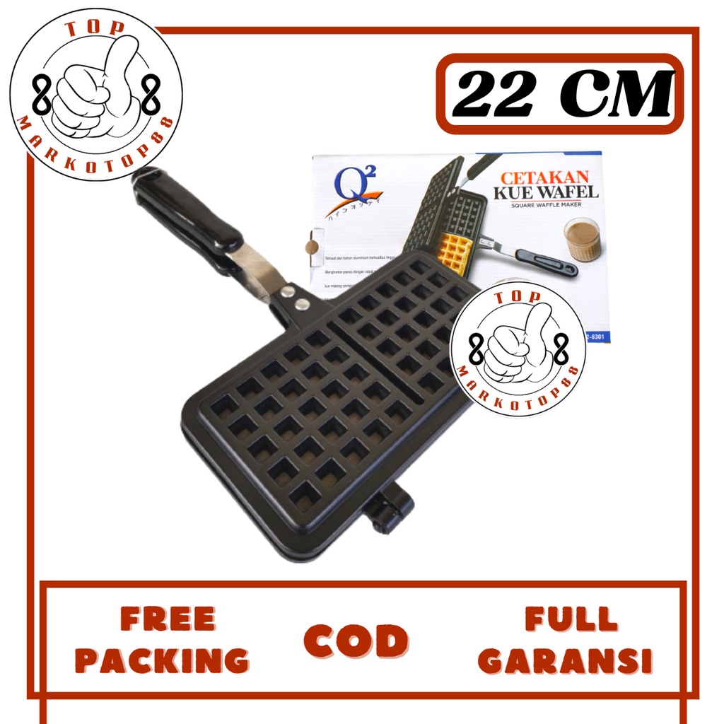 MINI WAFFLE MAKER KOTAK Q2 8301 ALAT PENCETAK PEMANGGANG TEFLON ADONAN WAFFLE BULAT 22 CM ALAT PEMAN