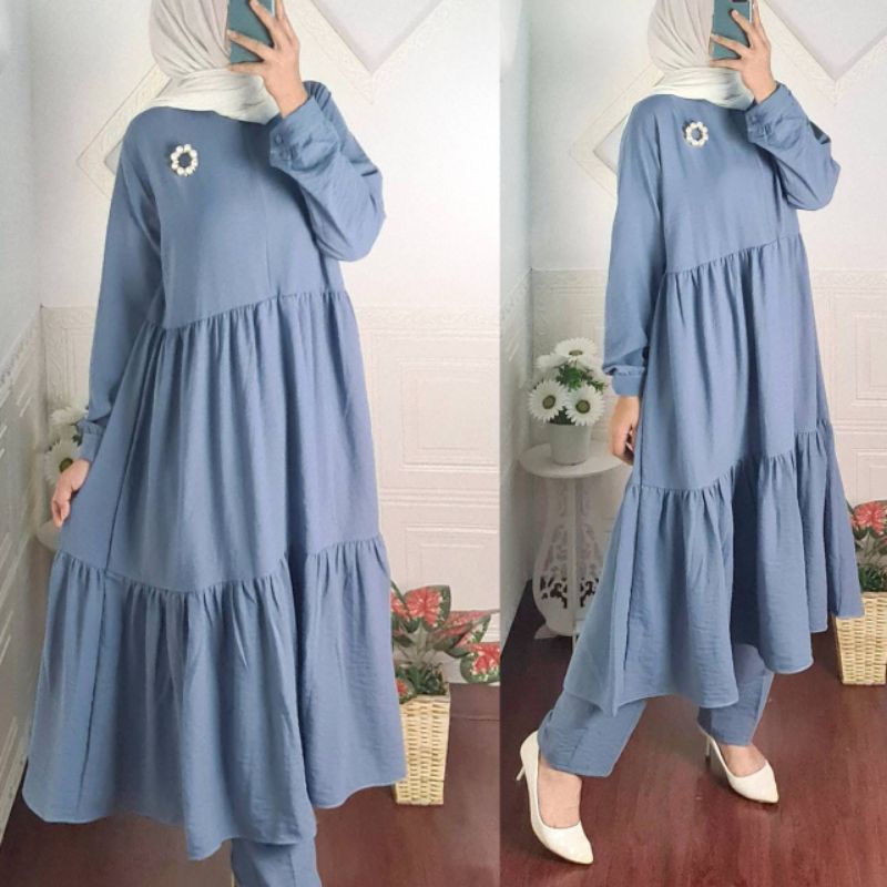 SETELAN TUNIK PREMIUM RAYON VISCOSE // SETELAN JUMBO // ONE SET TUNIK PREMIUM // GEMILANG CLOTHING