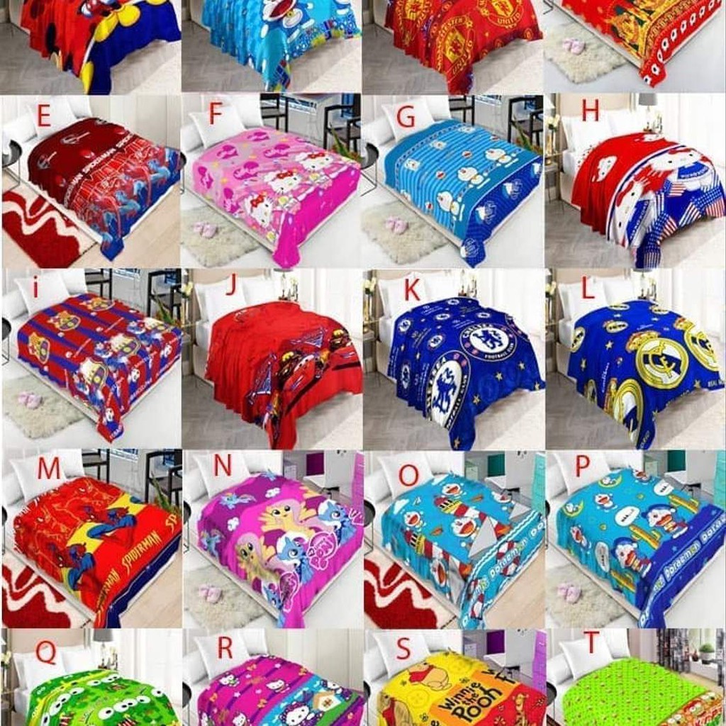 Selimut Anak Motif Karakter Besar Panel Bulu Lembut Import