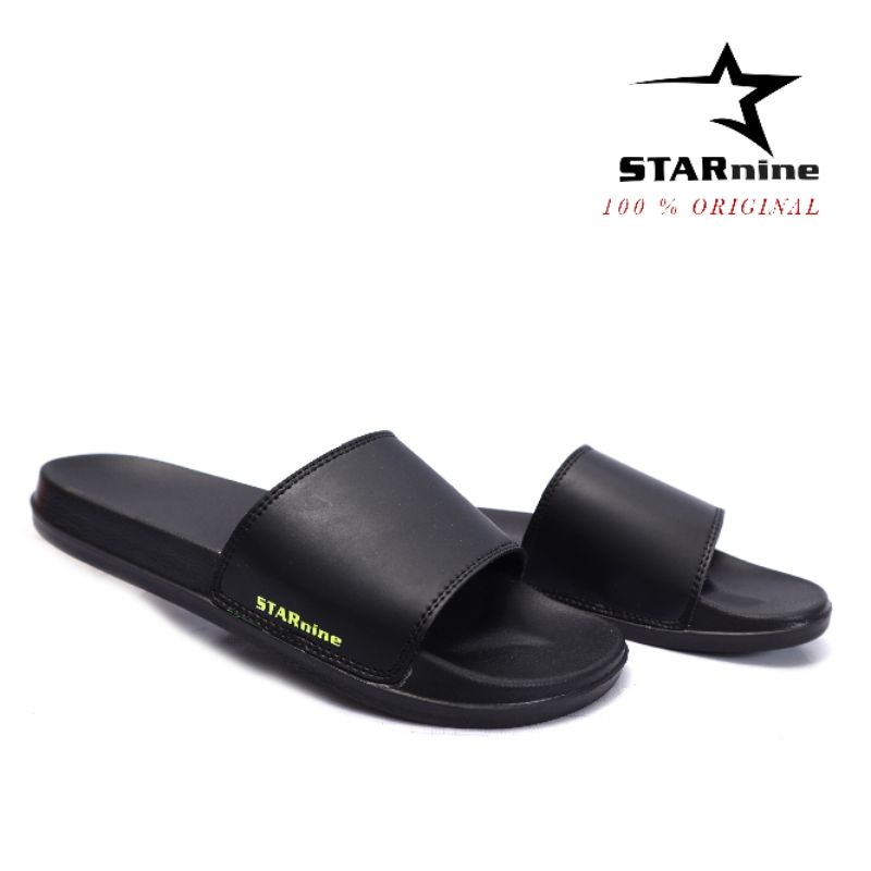 STARnine stsn002 hitam hijau-Sandal slide/sandal pria/sandal slop-1