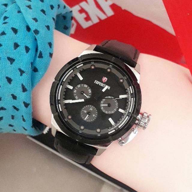 Jam Tangan Wanita Expedition E 6765 BF Sporty Silver Black Original