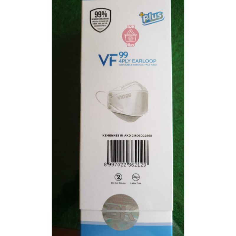 Masker Vio VF99 masker medis 4ply 30pcs - evo plushmed/sensi convex