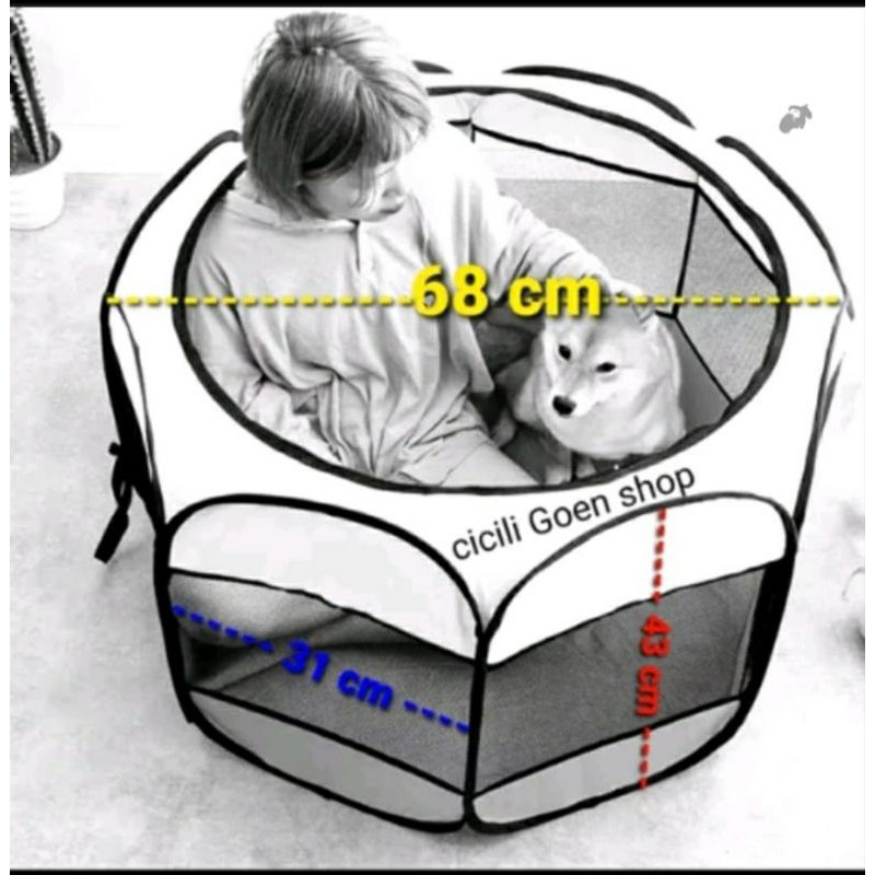 KANDANG kucing anjing dll 8 panel TENDA LIPAT segi delapan PORTABLE pagar tahan air oktagonal
