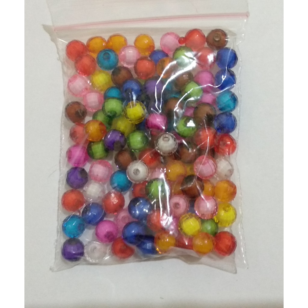 30 Gram Mote Bola Segi Warna Mix 8mm-Manik Mote Bulat Bola Segi