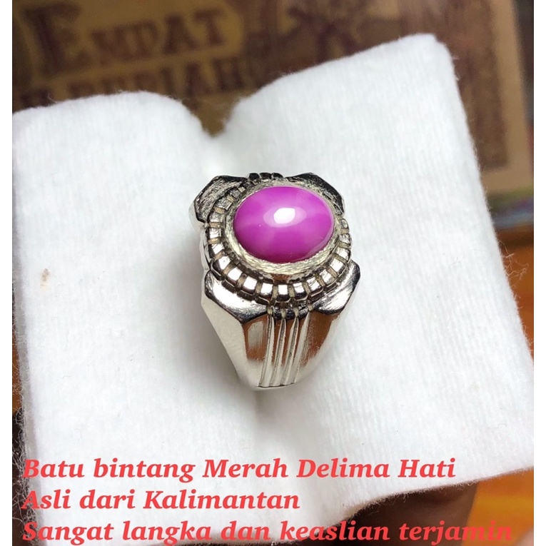 Cincin Batu Mustikaa Bintang Merah Delima Hati Asli Dari Kalimantan