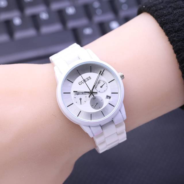 Jam tangan GUESS semi keramik ( mika ) fashion wanita