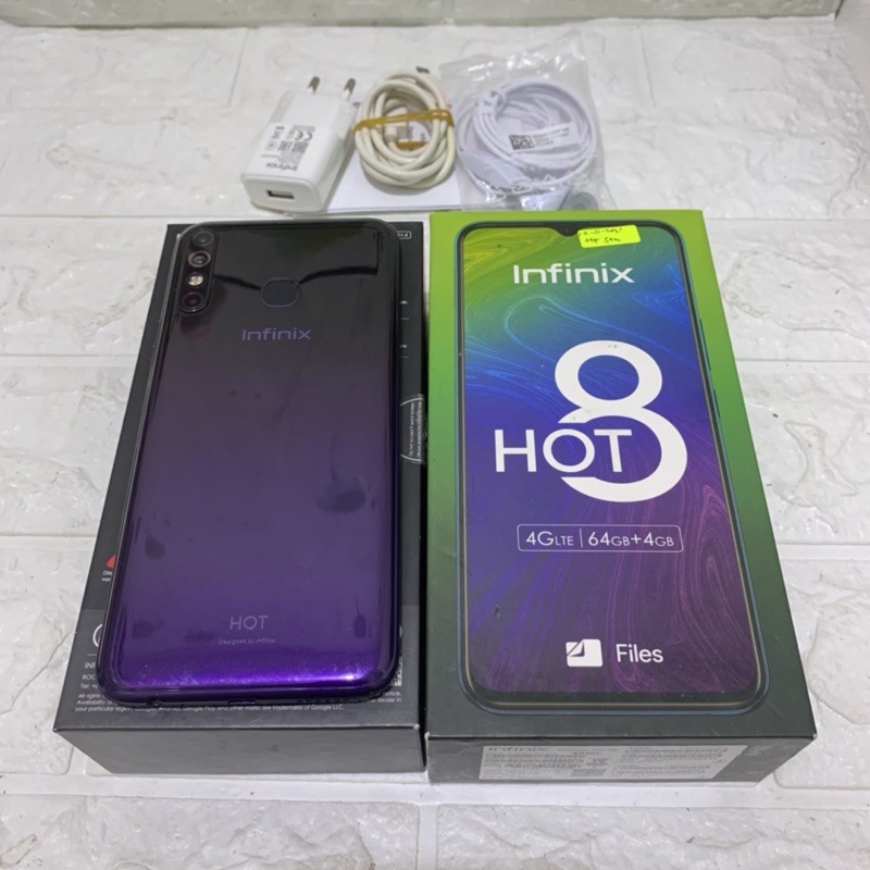 Infinix Hot 8 ram 4GB 64GB Purple Bekas - Fullset Garansi Resmi - second