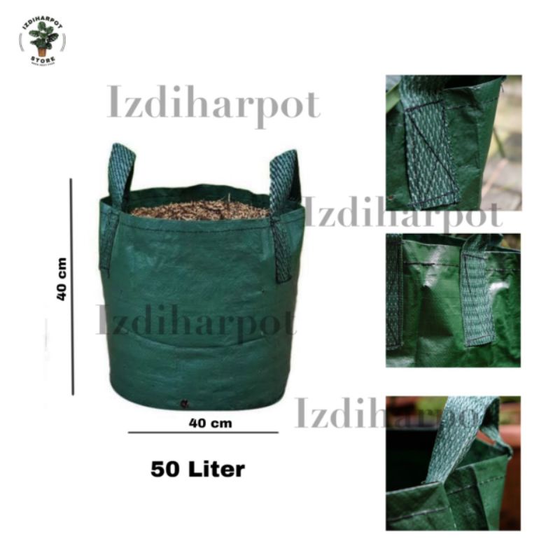 planter bag eco pack 50 liter 2 handle untuk pot tanaman - PLANTER BAG 50 LITER