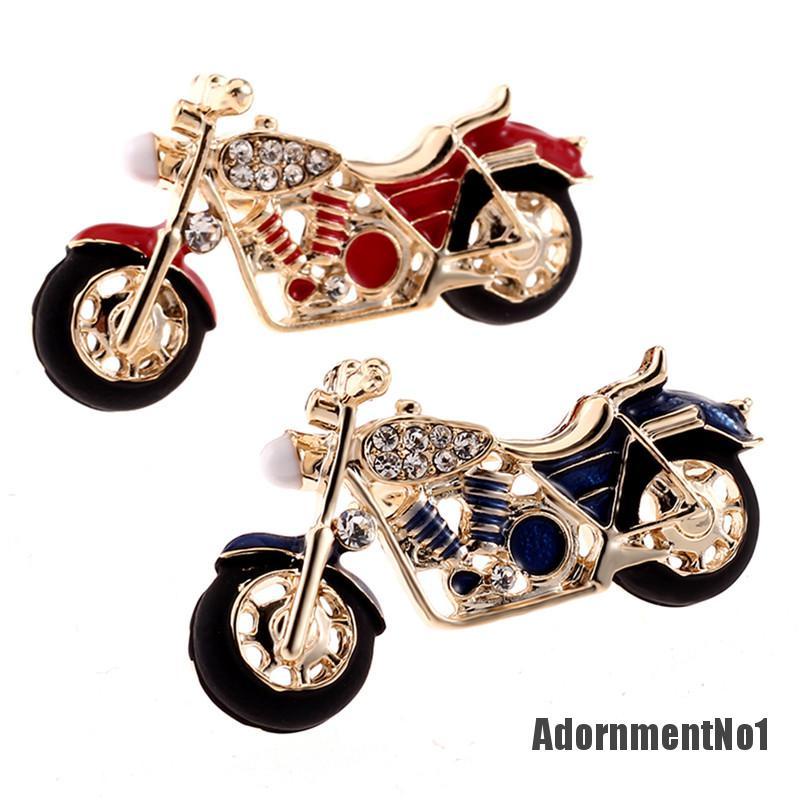 (Adornmentno1) Bros Pin Enamel Desain Motor Hias Kristal Berlian Imitasi