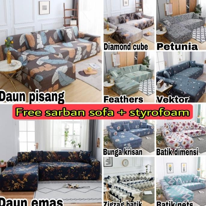 Sarung sofa LETER L import stretch-Cover sofa LETER L elastis premium