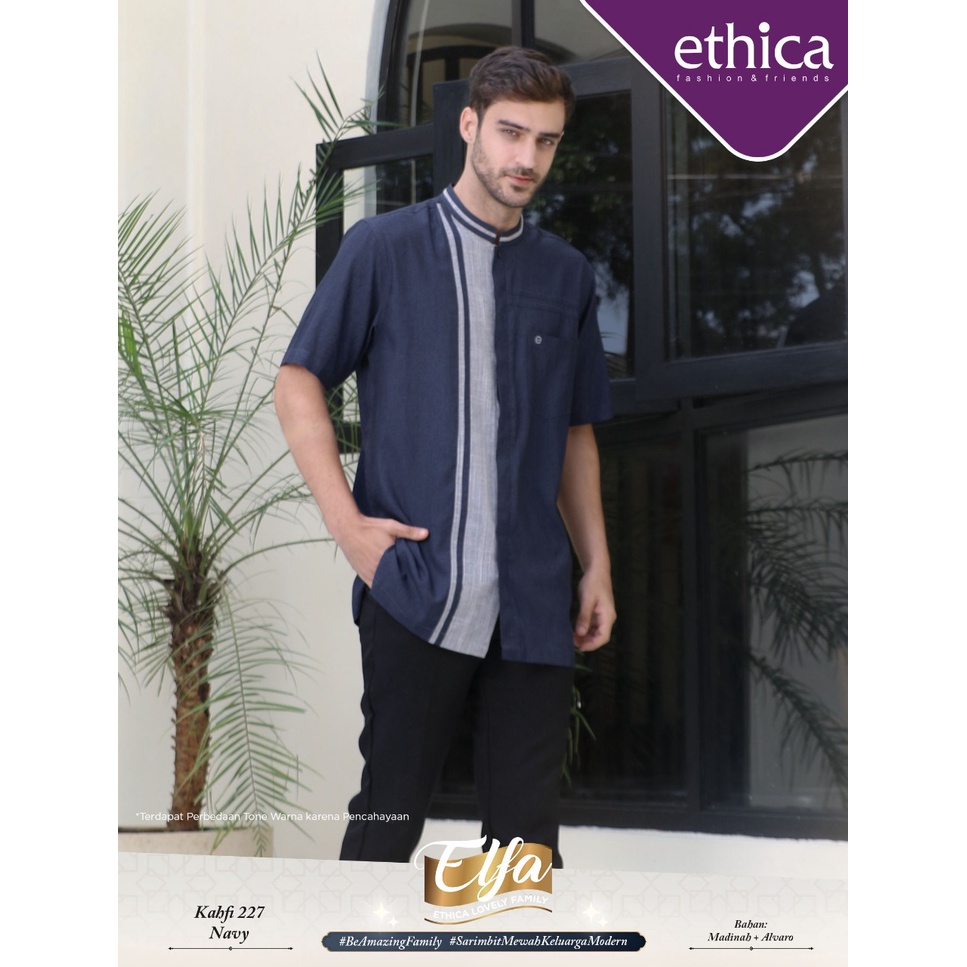 [CUCI GUDANG] Koko Dewasa Kahfi 227 Navy Ori By ETHICA Koko Dewasa Lengan Pendek Kahfi 227