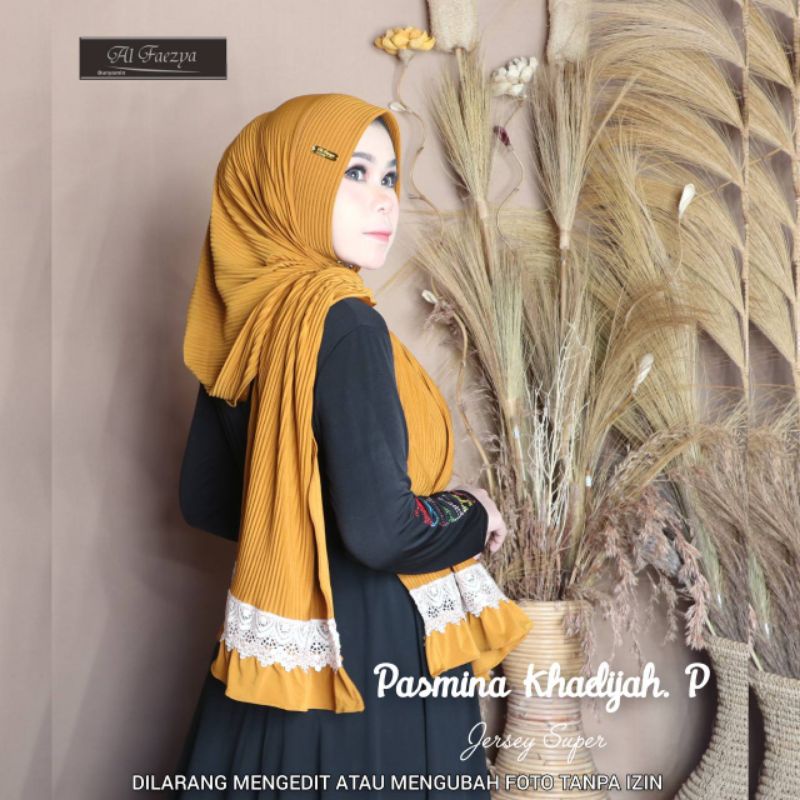 380 JILBAB PASHMINA INSTAN AL FAEZYA PLISKET RENDA PRADA KHADIJAH JERSEY SUPER/HIJAB INSTANT Jahit D