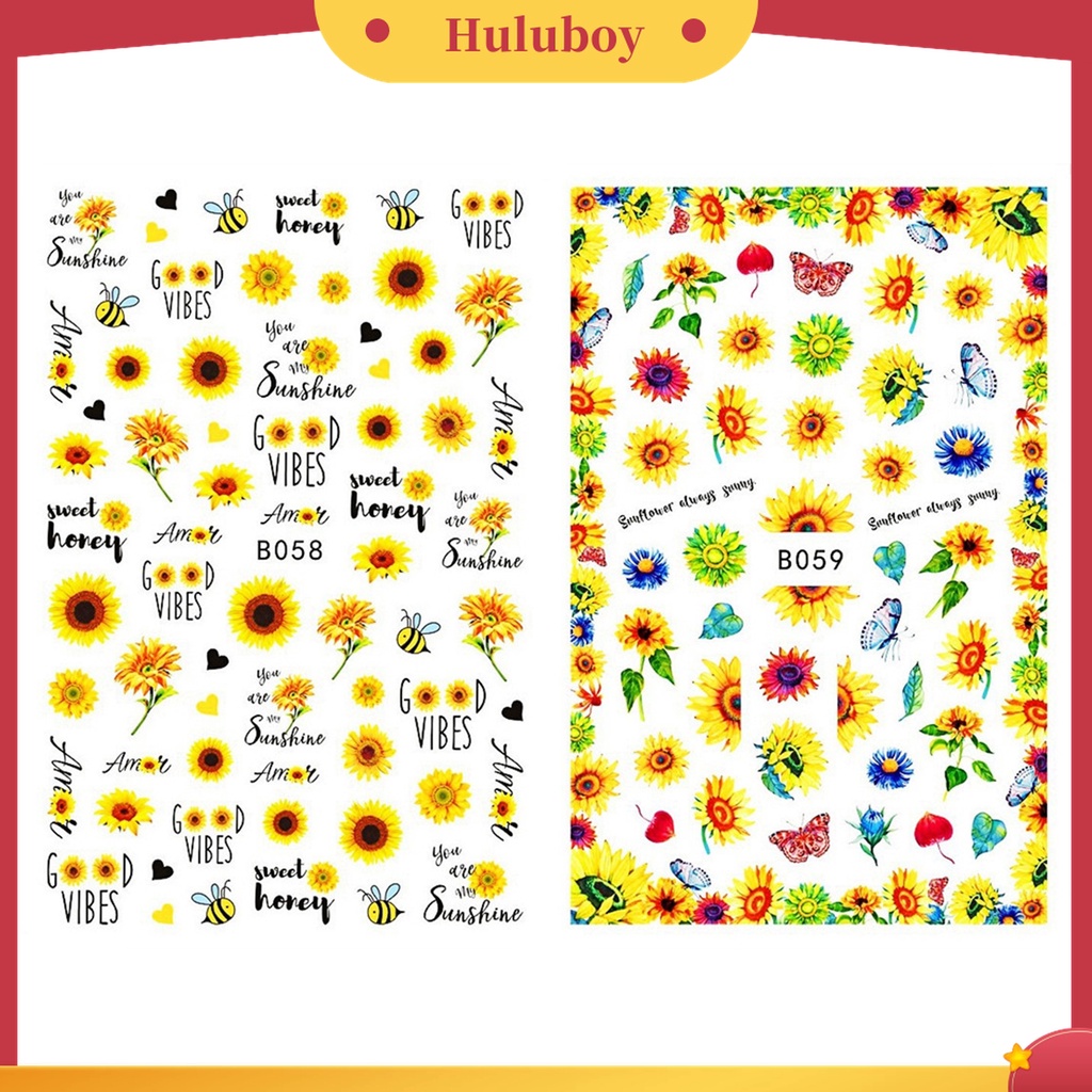 Huluboy Huluboy♡ 12pcs / Set Stiker Kuku Bentuk Bunga Matahari Untuk Nail Art Wanita