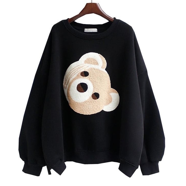 COD - Bear Head Sweater Outerwear Sweter Matt Fleece Tebal Premium OOTD Wanita