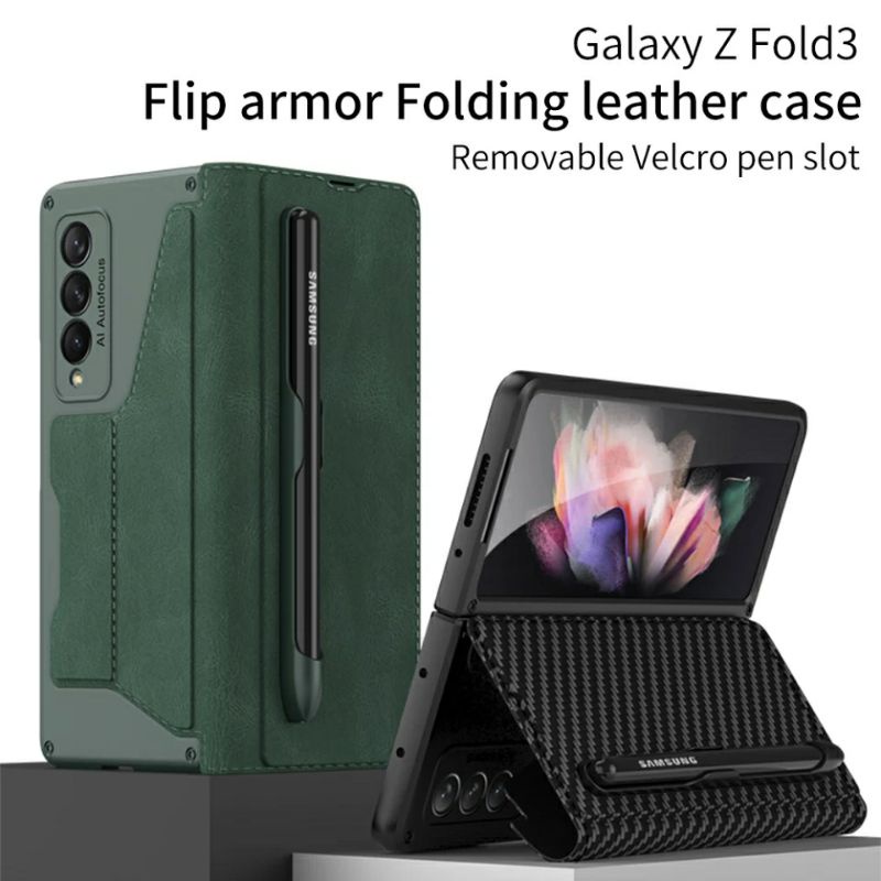 Case Samsung Galaxy Z Fold 3 4 5G Flip Armor Folding Leather Fold3 Fold4