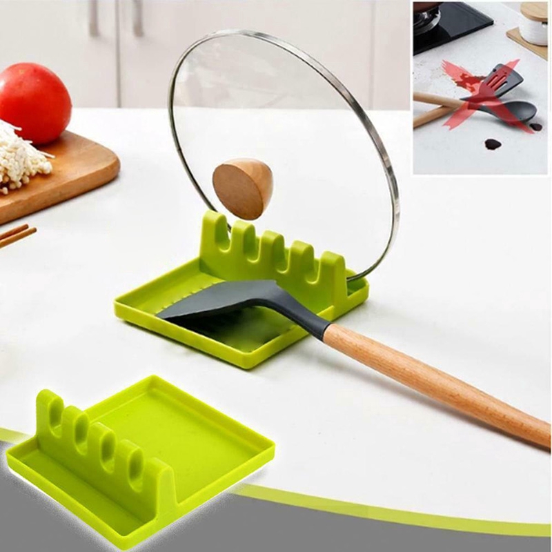 Kitchen Spoon Holders Fork Spatula Rack Shelf Organizer Plastic Spoon Rest Chopsticks Holder Non-slip Spoons Pad Kitchen Utensil