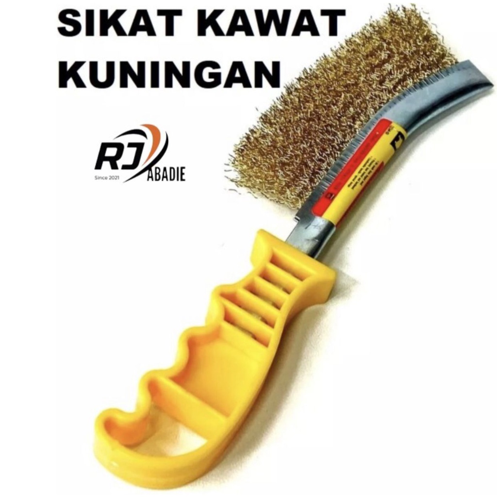 [12 PCS] Sikat Baja Sisir Kawat Kuningan Gagang PVC Brass Wire Brush BISON