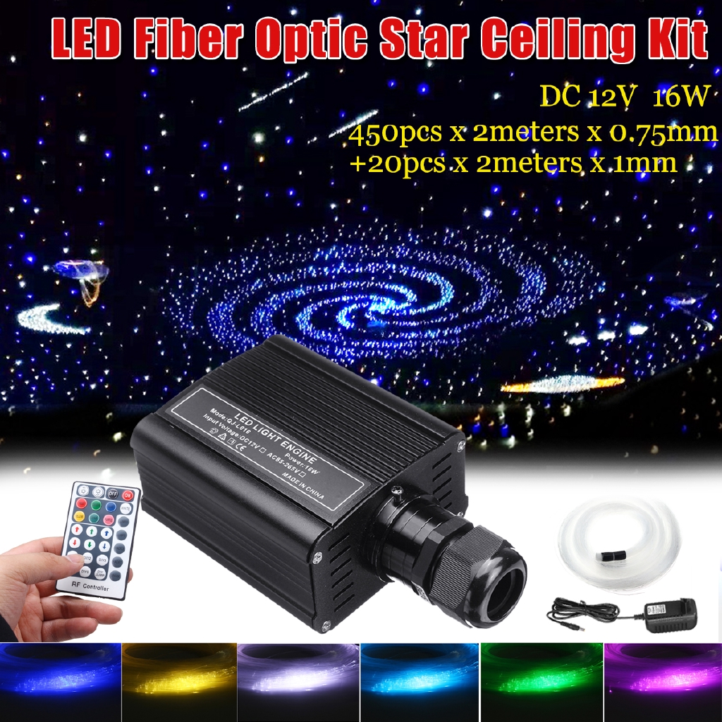 16w Rgbw Fiber Optic Led Light Star Ceiling Kit 450pcs 2m 0 75mm