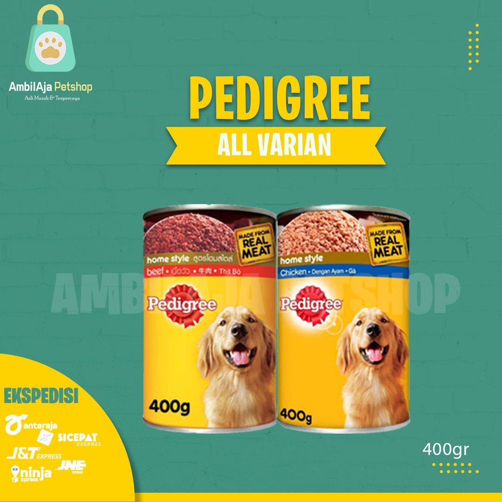 Makanan Anjing basah Pedigree kaleng 400gr All Varian