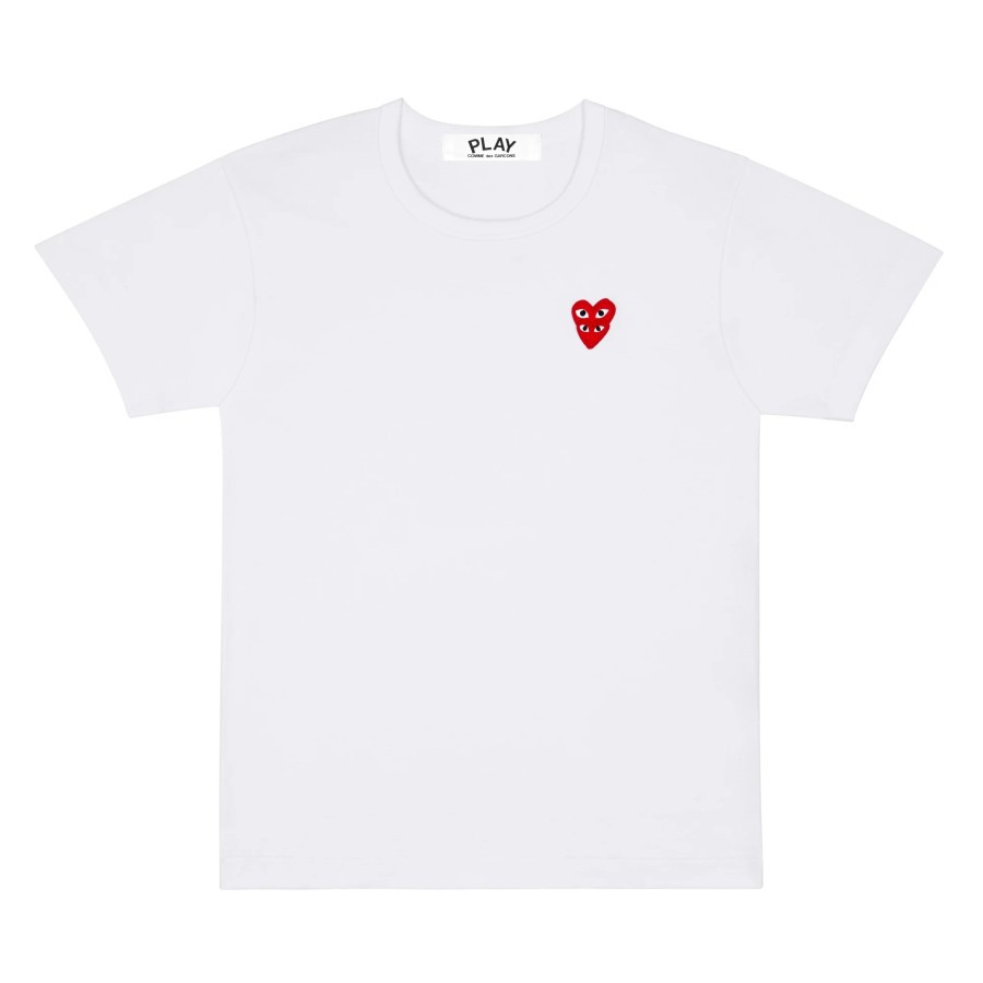 CDG Women New Season Double Heart Tee White 100% Authentic