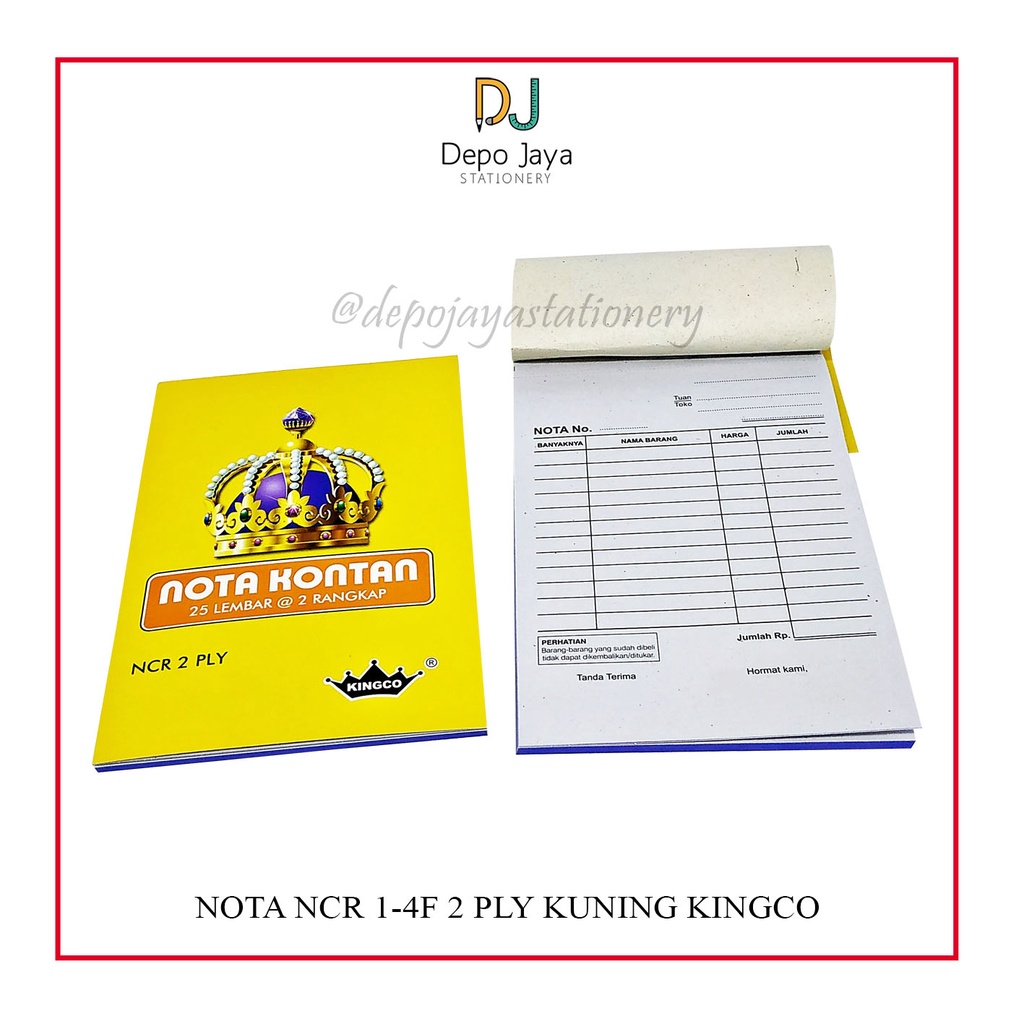 

BUKU NOTA KONTAN KINGCO 1/4F R2 ( 2 PLY ) - NOTA KONTAN KECIL