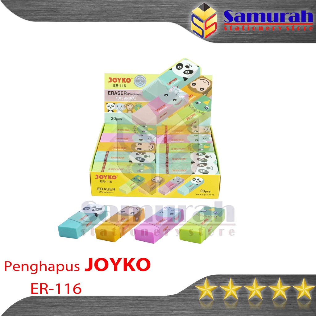 

Arm Penghapus Pensil Joyko ER-116 Besar ( 20 Pcs ) / Eraser ER 116 Colours BIG / Hapusan Stip Fancy
