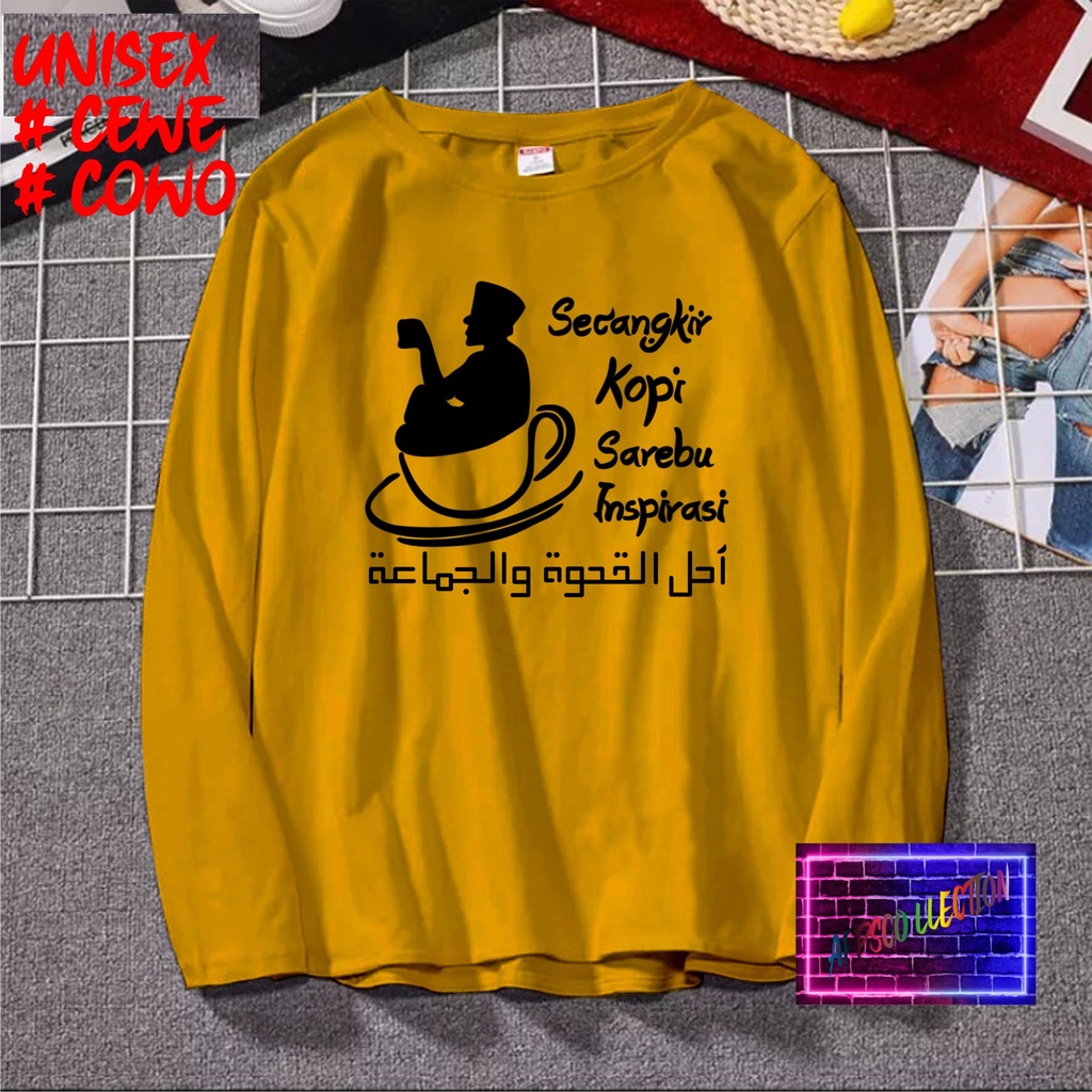 COD/ KAOS SANTRI SECANGKIR KOPI SEREBU/KAOS TULISAN/KAOS SANTRI KEKINIAN/KAOS DAKWAH/KAOS ISLAM/SANTRIWATI/KAOS HITS 2022/KAOS BERGAMBAR KAOS EKSPRESI KAOS PRIA TSHIRT WANITA Santai Crew Neck V-Neck Slim-fitting Polos Setrip Hitam Putih Crew Neck
