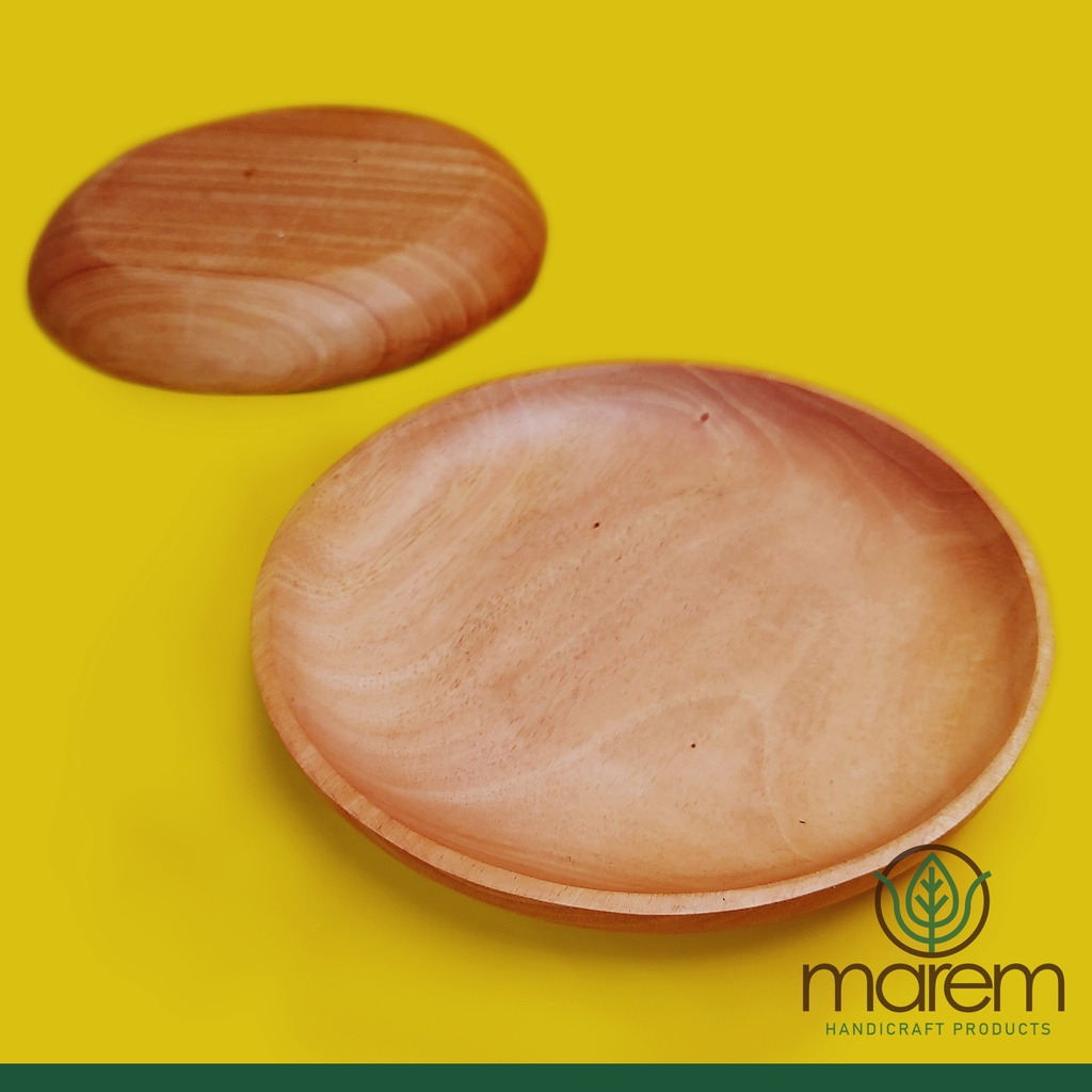 PIRING KAYU MAHONI PIRING MAKAN KAYU 20 CM FOODGRADE - BTMP001-20-2