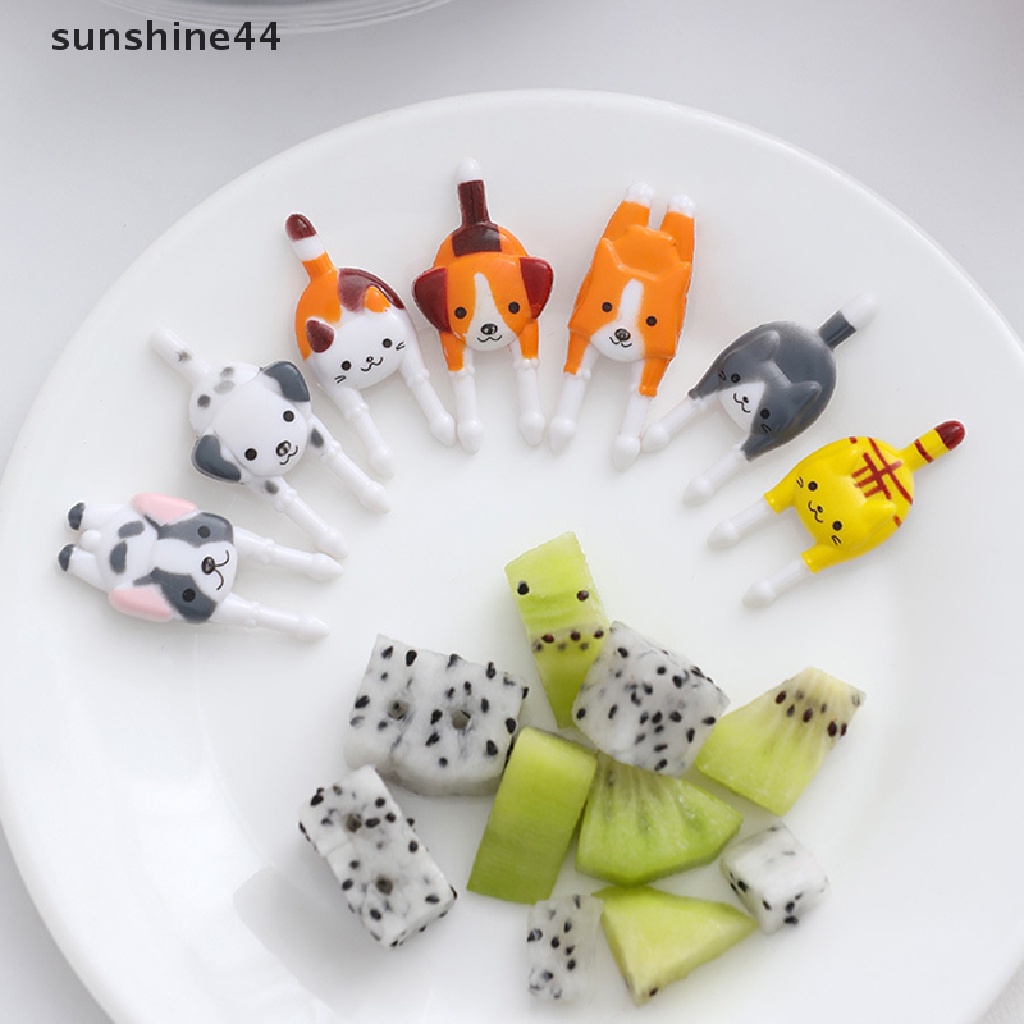 Sunshine 7Pcs Garpu Buah / Dessert / Kue / Snack Mini Bentuk Binatang