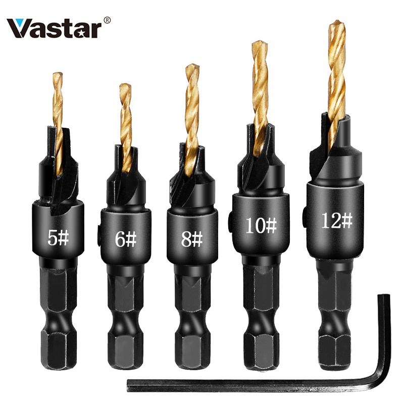 Taffware Vastar Mata Bor Drill Bit Countersink HSS 1.98-3.56 mm 5 PCS - SV-VDB26 - Black