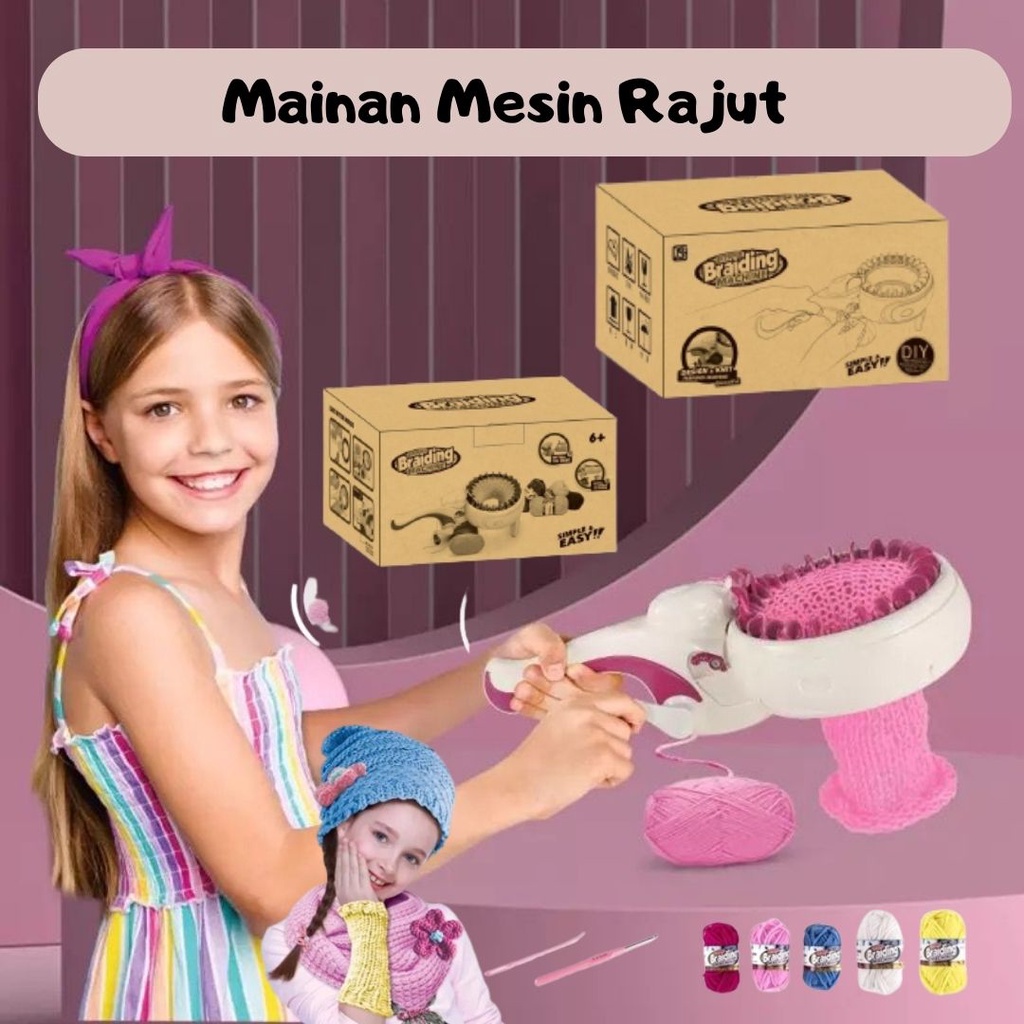 Mainan Anak Perempuan DIY Mesin Rajut Wol Kerajinan Tangan Anak Rumah Bermain Anak Syal Kreatif