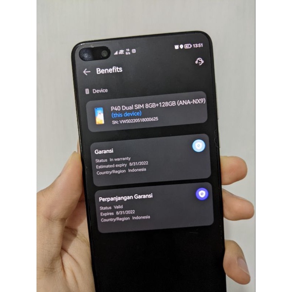 Huawei P40 5G 8/128GB (Non Pro) - Fullset Garansi + GMS Ready