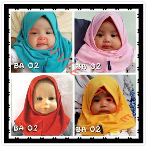 Hanaroo Hijab Jilbab Bayi &amp; Anak (0-5 tahun) Polos Bahan Jersey BA-02