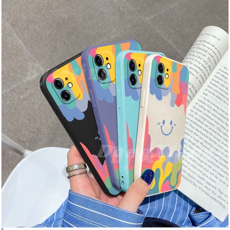 Gradient TPU Case for iPhone 12 Pro Max 12 Mini iPhone11 Pro XR iPhone 6 7 8 Plus iPhone XS Ice Cream Color Smiley Soft Square Silicone Cases DGX