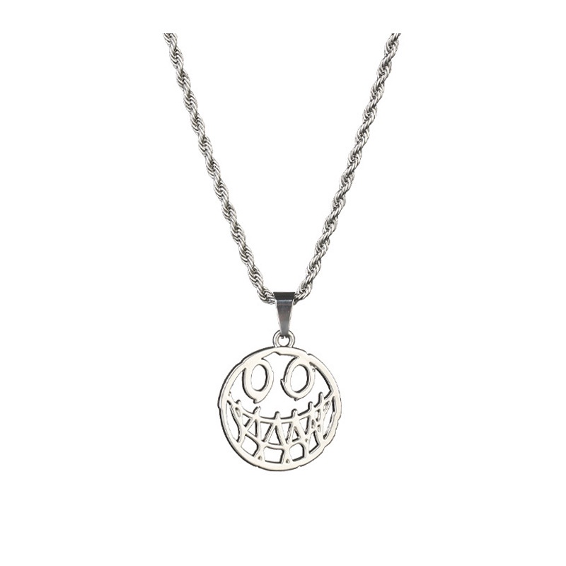 Gaya Korea titanium steel setan Smiley kalung in hipster pria dan wanita disco hip hop liontin Hong
